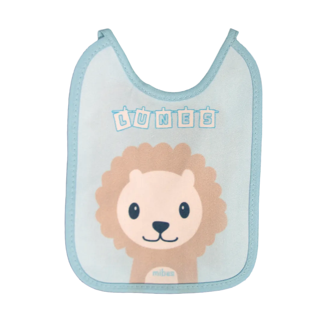 1003015 - Pack x 7 baberos chicos con tira, sublimados "Caritas Animales".
