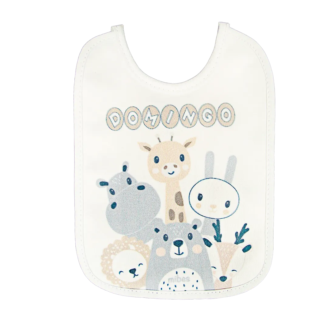 1003015 - Pack x 7 baberos chicos con tira, sublimados "Caritas Animales".
