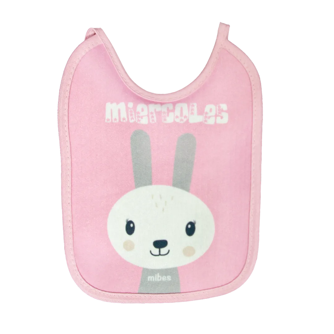 1003015 - Pack x 7 baberos chicos con tira, sublimados "Caritas Animales".
