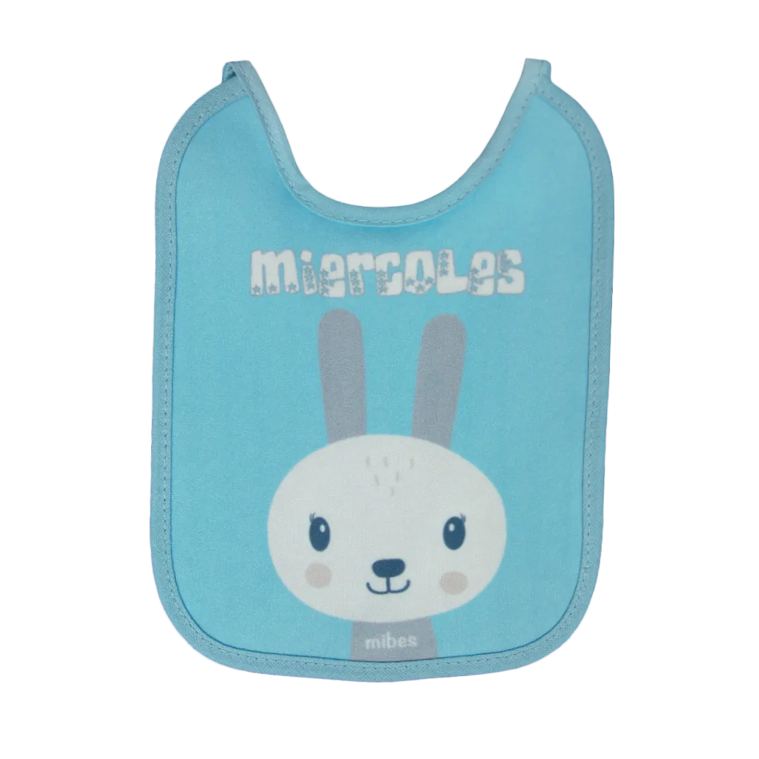 1003015 - Pack x 7 baberos chicos con tira, sublimados "Caritas Animales".
