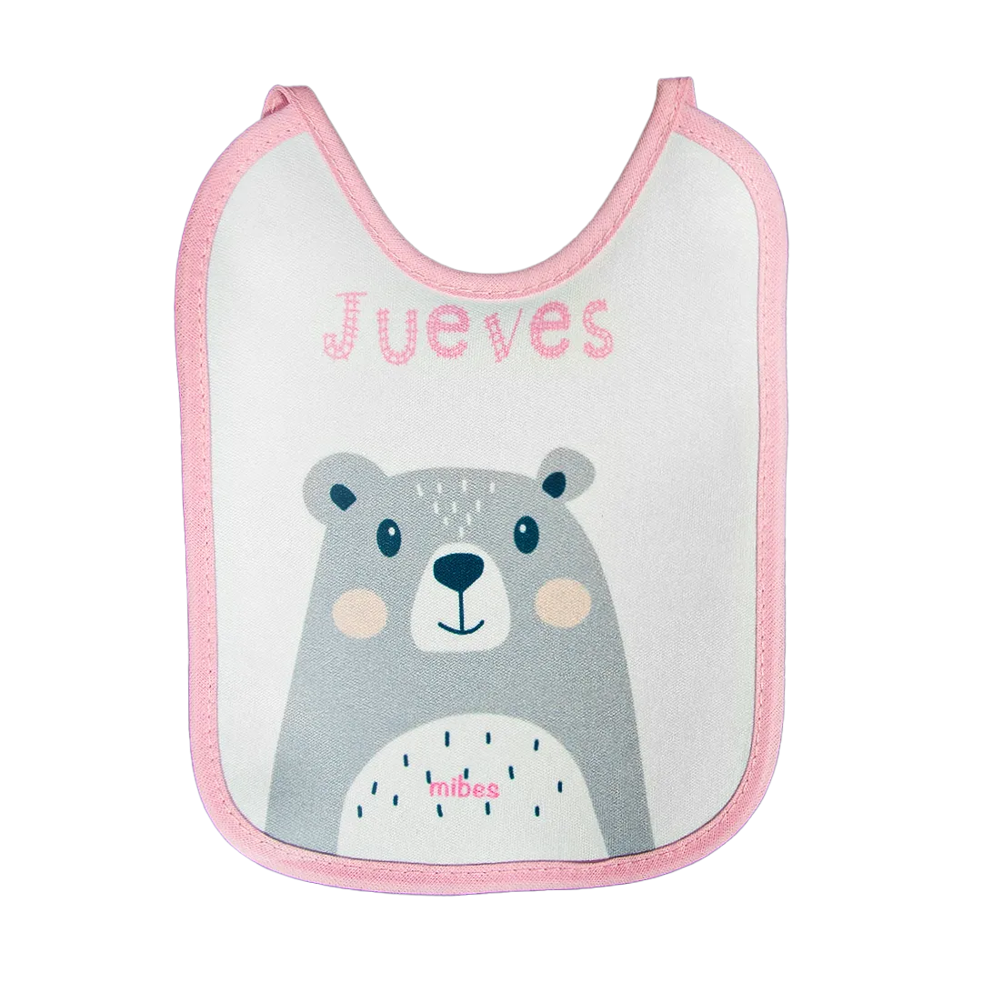 1003015 - Pack x 7 baberos chicos con tira, sublimados "Caritas Animales".
