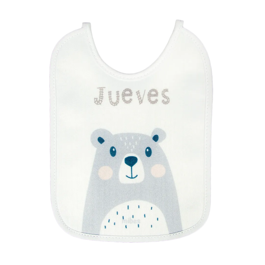 1003015 - Pack x 7 baberos chicos con tira, sublimados "Caritas Animales".
