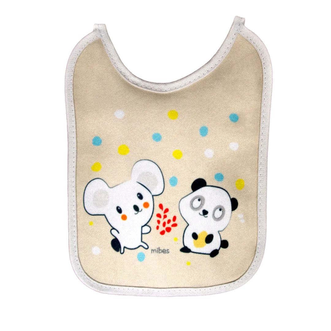 1003016 - Pack x 3 baberos chicos con tira, sublimados "Happy Days".
