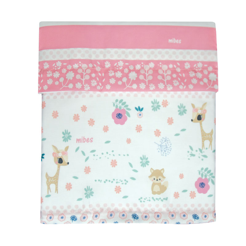 1013790 - Sábana cuna "Dinolandia - Baby Bambi". - Ajustable y Superior: 1,45m x 0,85m - Funda: 0,30m x 0,20m
