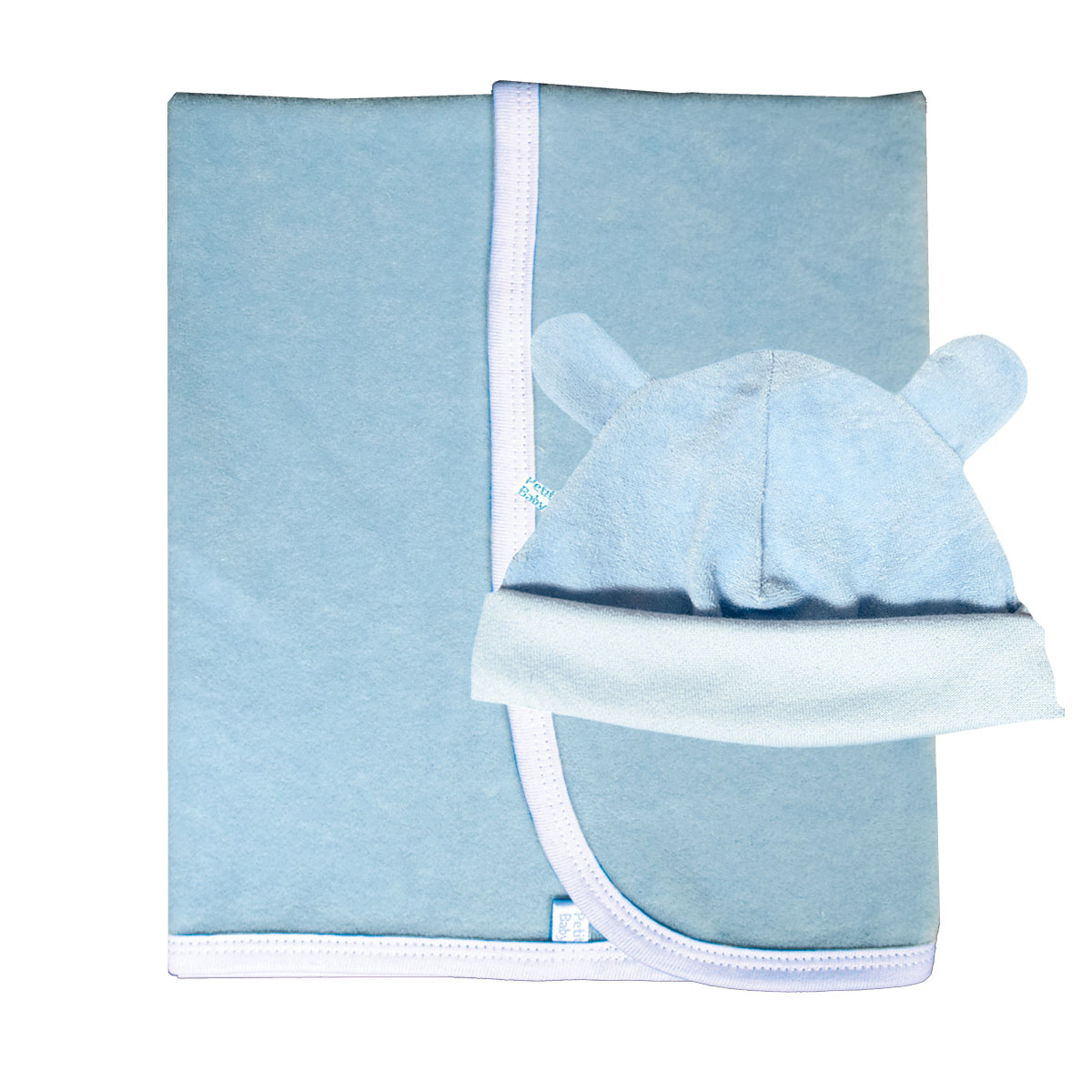 1023522 - Set recibidor simple plush con gorrito con nudo.
